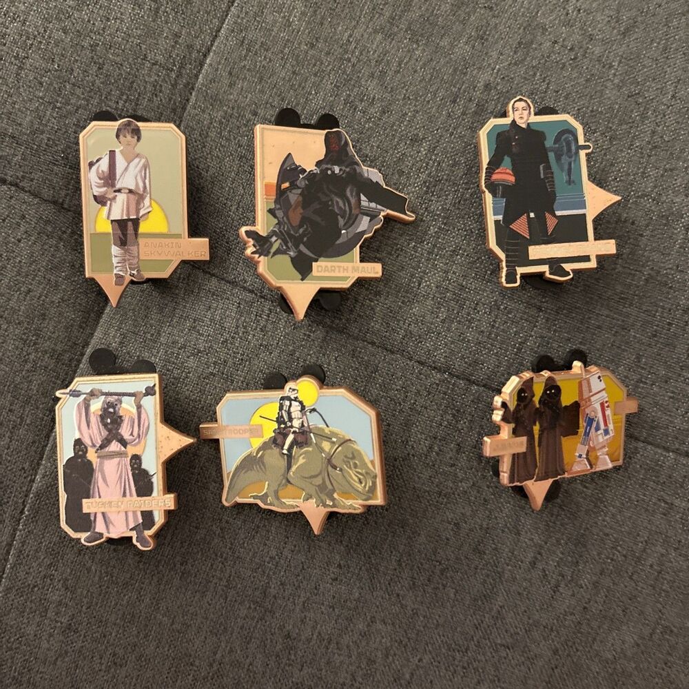 Disney Star Wars Tatooine Pins Set Of Six Blind Box Anakin Skywalker Death Maul
